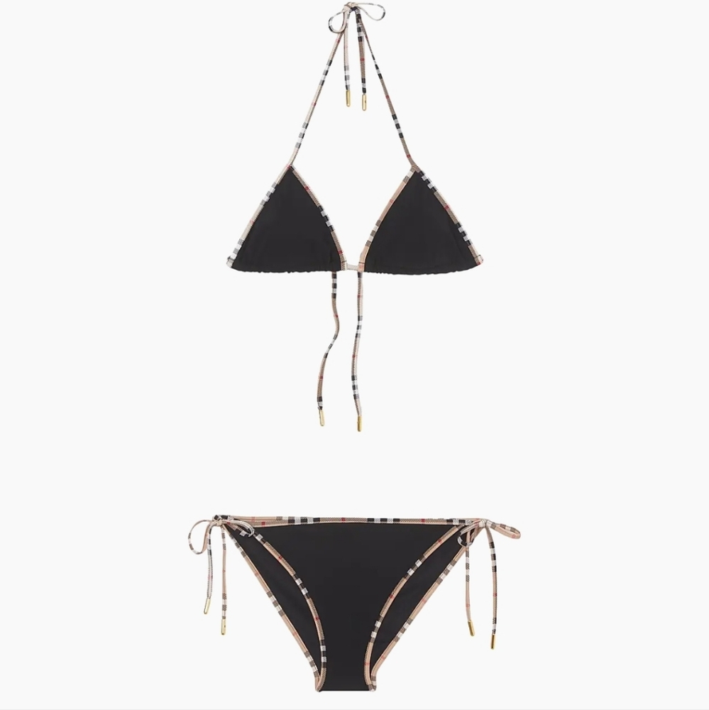 Black Triangle Burberry Bikini Set